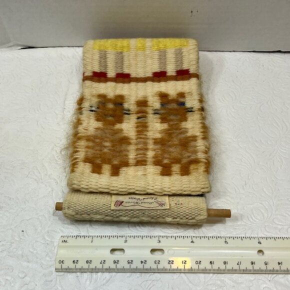 VTG Loom Woven Folk Wall Hanging Textile Tapestry by Edward Winter 4.5"x15" - Picture 14 of 16